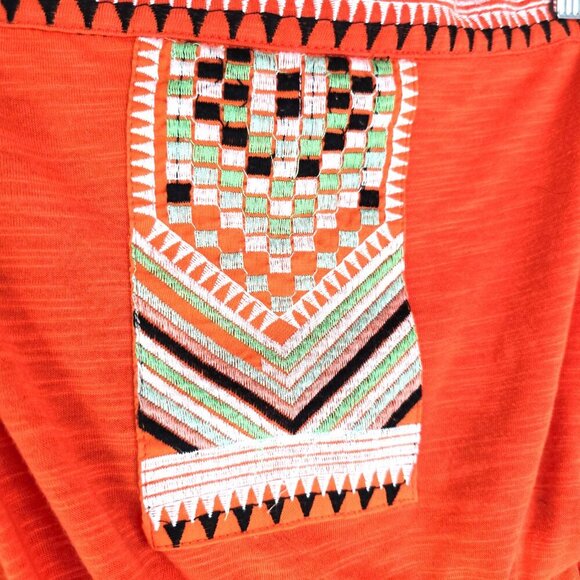 Anthropologie THML Tangerine Orange Boho Embroidered Aztec High Low Maxi Dress - Picture 4 of 9